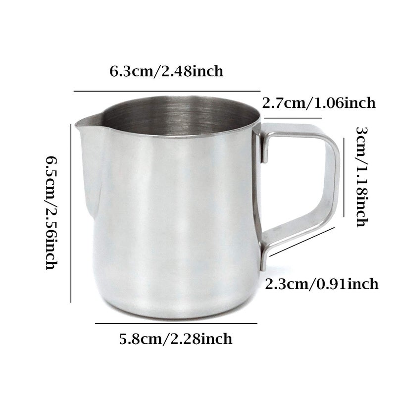 Honbay 1PCS Stainless Steel Milk Latte Frothing Pitcher Cup Jug Steaming Espresso Pitcher for Espresso Cappuccino Milk Cream Latte Coffee(5 Oz) - Image 2